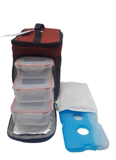 Meal Pack Bag Large Lunch 3 Reusable Ready Containers with 2 Ice Packs and Detachable Shoulder Strap for School, Office, Camping