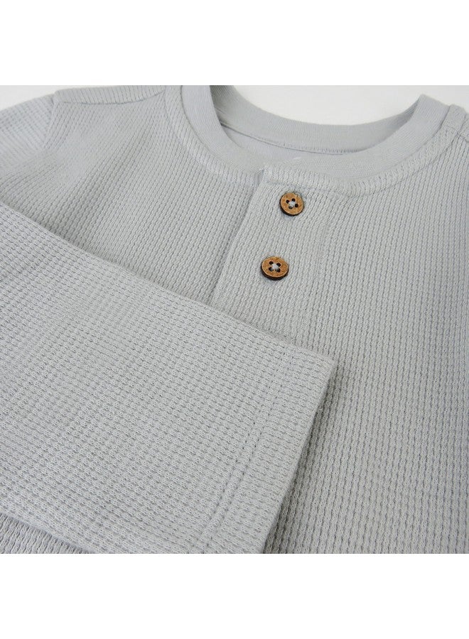 HonestBaby HonestBaby 5-Pack Waffle Henley Long Sleeve Shirts 100% Organic Cotton for Infant Baby and Toddler Boys, Unisex , Varsity Prep, 4T - Image 1