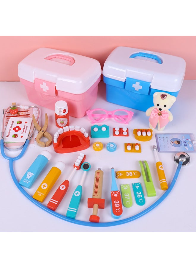 Children's Little Doctor Nurse Set Boys And Girls Stethoscope Injection Kit Medical Baby Toy-Specifications:All-round Pink + Nurse Clothing  - Image 2