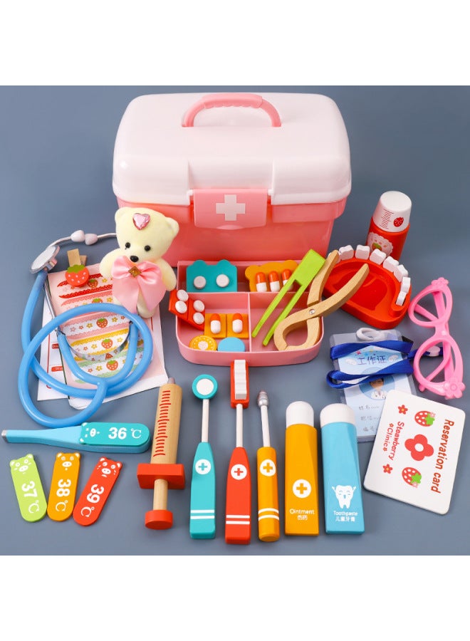 Children's Little Doctor Nurse Set Boys And Girls Stethoscope Injection Kit Medical Baby Toy-Specifications:All-round Pink + Nurse Clothing  - Image 4