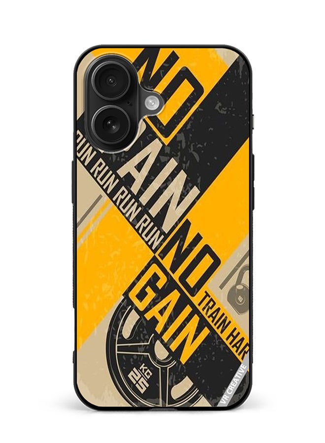 Protective Case Cover For Apple iPhone 16 No Pain No Gain Design Multicolour