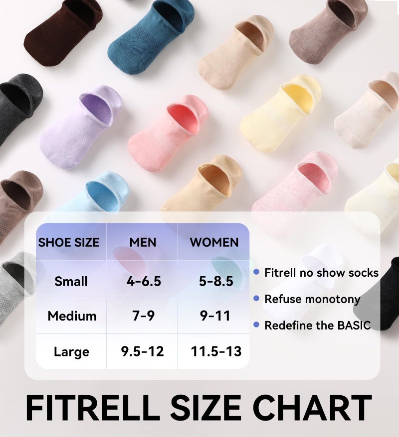 FITRELL No Show Socks Womens - Athletic Cushioned Low Cut Ankle Socks Invisible Non-slip Liner, 5 Pairs Classic (Black+White+Dark Grey+Grey+Nude), Medium - Image 2