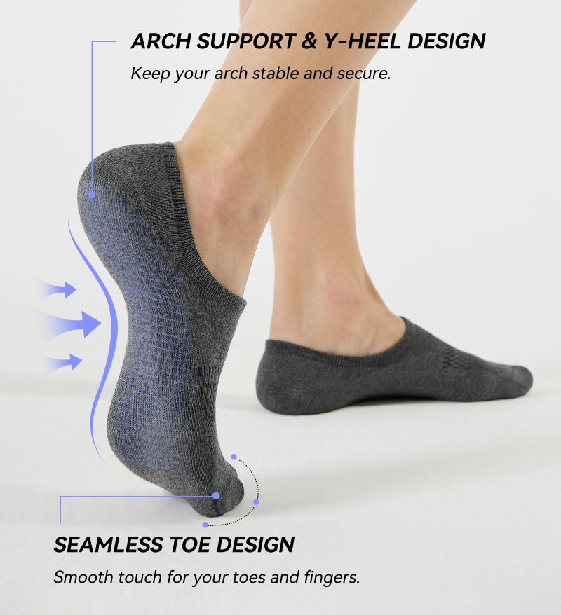 FITRELL No Show Socks Womens - Athletic Cushioned Low Cut Ankle Socks Invisible Non-slip Liner, 5 Pairs Classic (Black+White+Dark Grey+Grey+Nude), Medium - Image 4