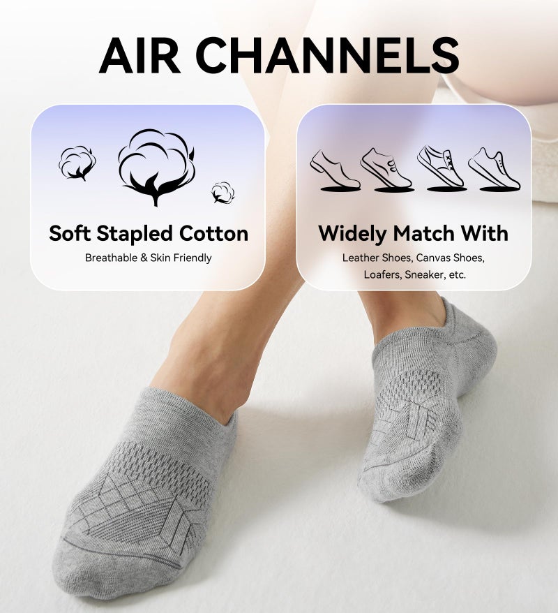 FITRELL No Show Socks Womens - Athletic Cushioned Low Cut Ankle Socks Invisible Non-slip Liner, 5 Pairs Classic (Black+White+Dark Grey+Grey+Nude), Medium - Image 5