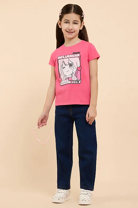 R&B Printed T-Shirt with Crew Neck and Short Sleeves