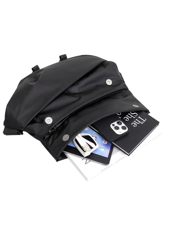 Men's Shoulder Bag Magnetic Suction Crossbody Bag College Student Travel Multifunctional Waterproof Riding Ultra-thin Portable Chest Bag-Color:Gray Magnetic Buckle - Image 3