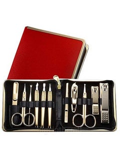 Three Seven (777) Korean Nail Clipper! World No 1 Three Seven (777) Travel Manicure Grooming Kit Nail Clipper Set Gift Set Premium Nail Clipper Set (10 Pcs) Made In Korea Since 1975 (Goldred Case)  - Image 3