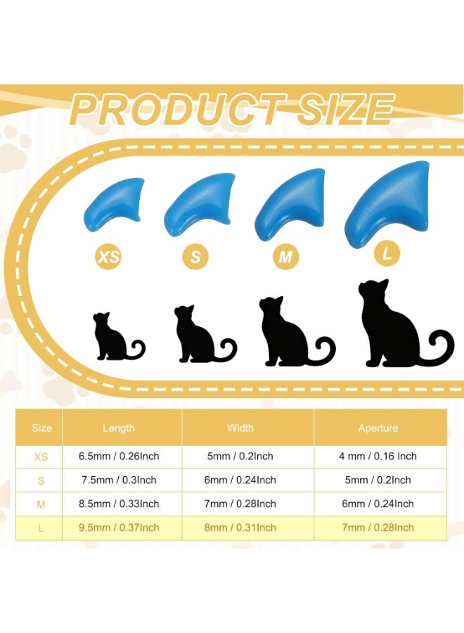 20 Pcs Cat Nail Caps, Colorful Pet Cat And Dog Soft Claws Nail Covers For Cat Claws With Glue And Applicators (Color May Vary) (M) - Image 2