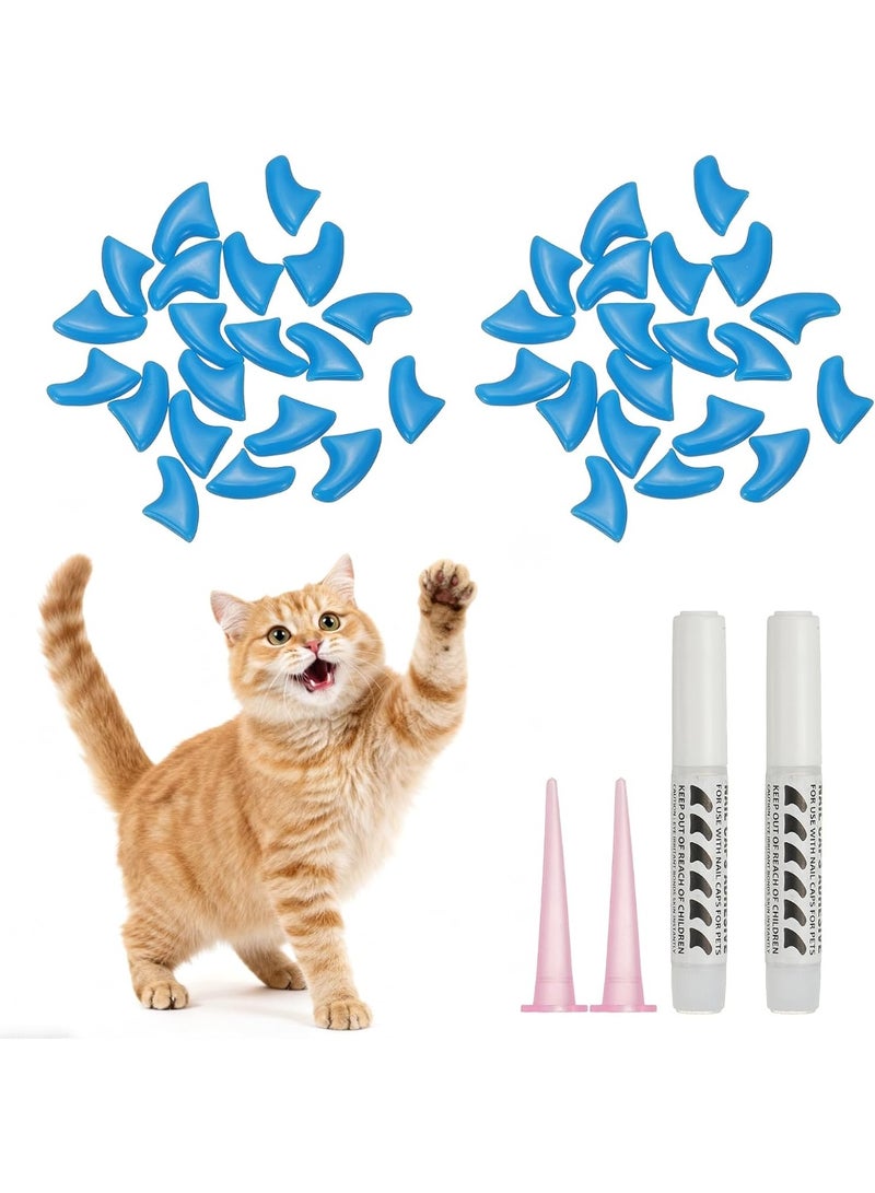 20 Pcs Cat Nail Caps, Colorful Pet Cat And Dog Soft Claws Nail Covers For Cat Claws With Glue And Applicators (Color May Vary) (M) - Image 1