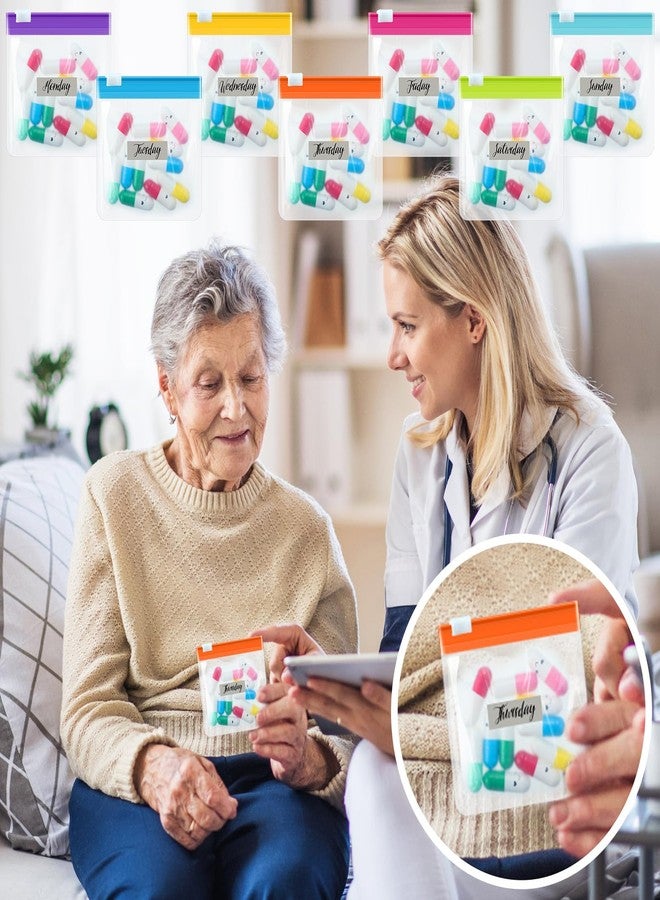 Sherr 70 قطعة حقيبة حبوب أسبوعية قابلة لإعادة الاستخدام مجموعة منظم الأدوية بسحاب منظم أدوية ذاتية الإغلاق حقائب حبوب بلاستيكية للسفر مع قفل منزلق لتخزين العناصر الصغيرة (أسلوب مشرق) - Image 5