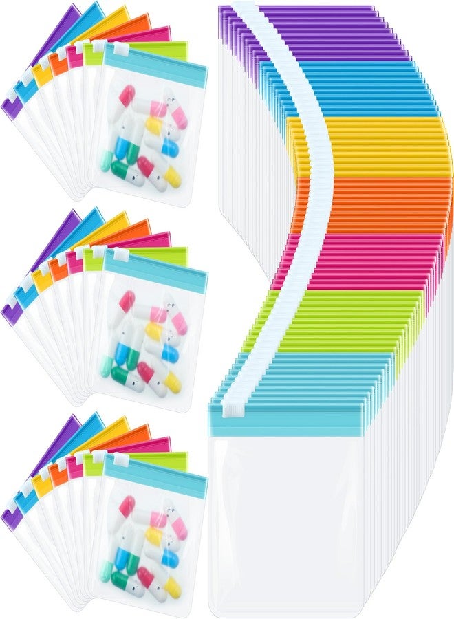 Sherr 70 قطعة حقيبة حبوب أسبوعية قابلة لإعادة الاستخدام مجموعة منظم الأدوية بسحاب منظم أدوية ذاتية الإغلاق حقائب حبوب بلاستيكية للسفر مع قفل منزلق لتخزين العناصر الصغيرة (أسلوب مشرق) - Image 1