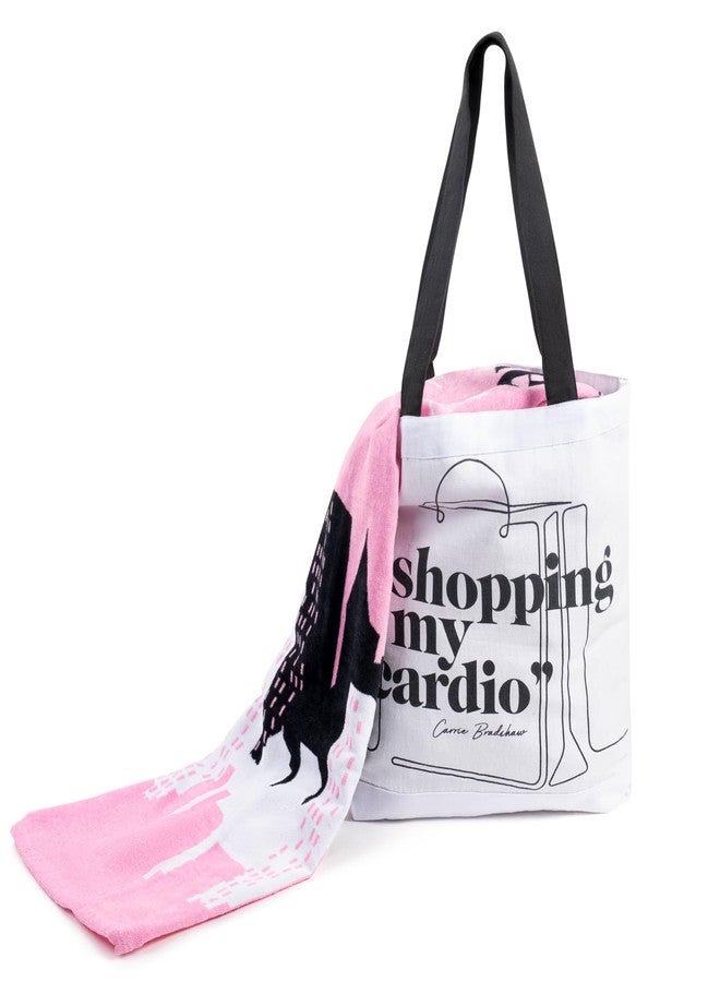 Jay Franco Sex and The City Beach Tote Bag and Towel Set - Canvas Shoulder Handbag Measures 16 x 14 Inches Double Straps with Super Soft and Absorbent 28 x 58 Inch Beach Towel - Image 4
