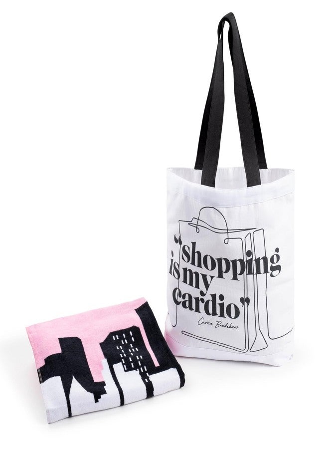 Jay Franco Sex and The City Beach Tote Bag and Towel Set - Canvas Shoulder Handbag Measures 16 x 14 Inches Double Straps with Super Soft and Absorbent 28 x 58 Inch Beach Towel - Image 5