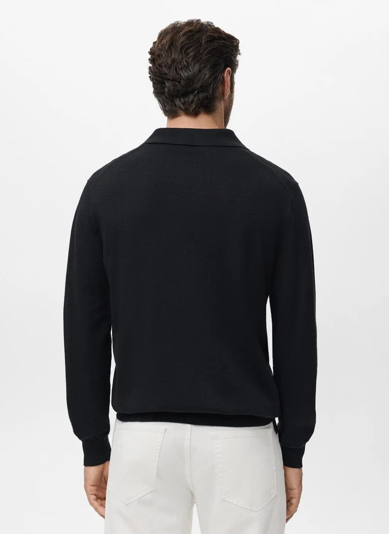 مانجو مان 100% Merino Wool Polo Sweater