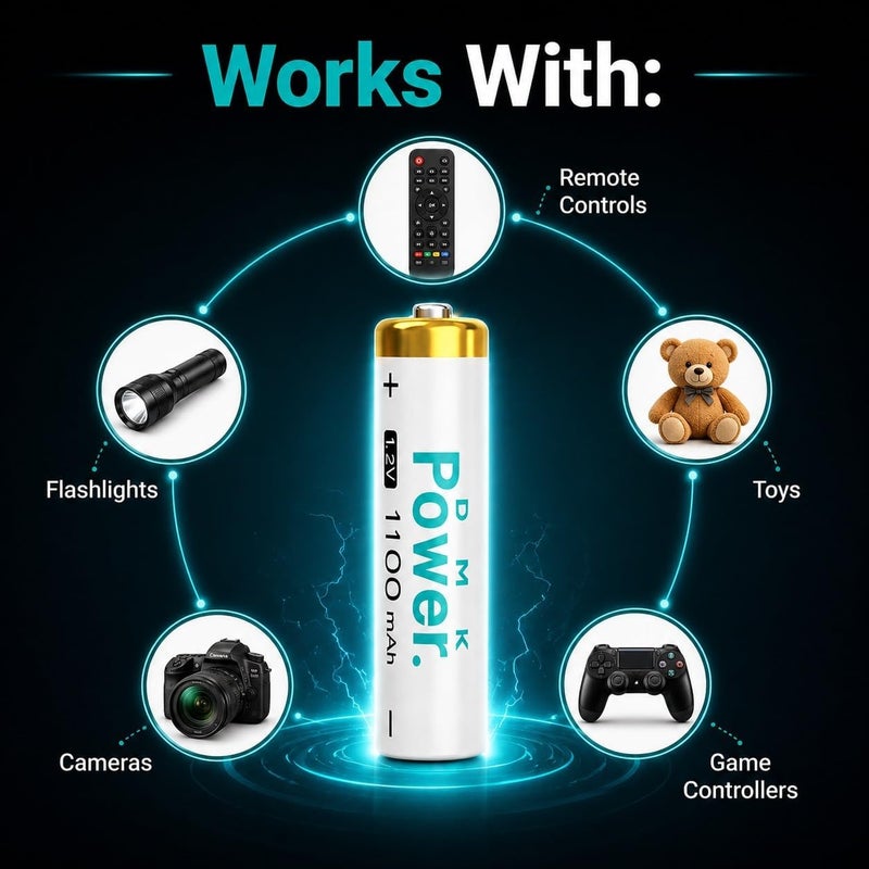 DMK Power Rechargeable AAA Batteries 1100mAh – 1.2V NiMH High Capacity (4 PCS) - Image 5