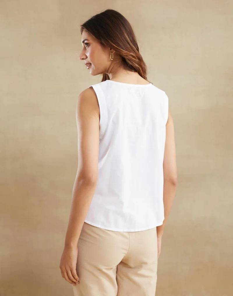 Fabindia  White Cotton Chikankari Top for Women | Best Price UAE