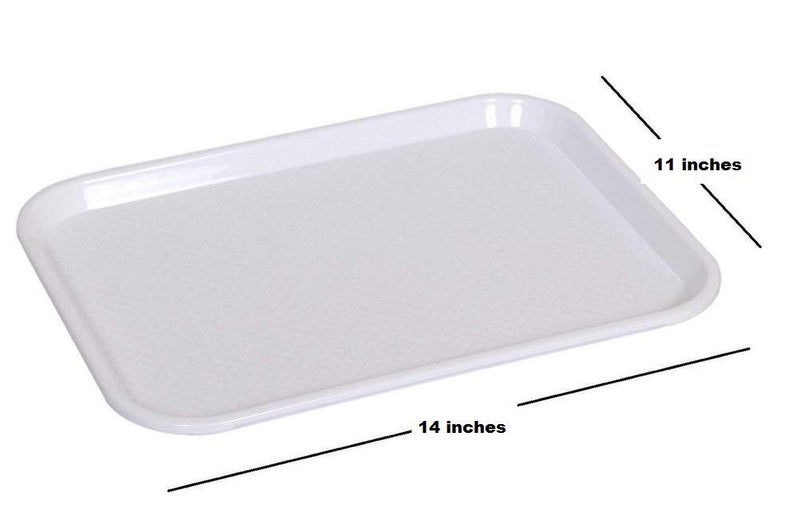 LUXURIA Serving Tray Platter Rectangular Shape Plastic Trays for Drink Breakfast Tea Dinner Coffee Salad Food for Dinning Table Home Kitchen White Set of 3 - Image 3