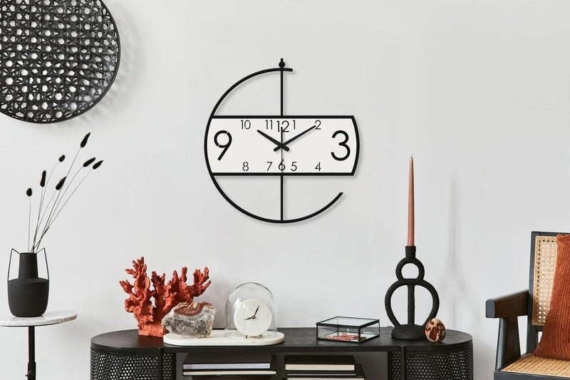 Nubilous Large World Map Wall Clock, Metal Minimalist Modern Clock, Round Silent Non-Ticking Battery Operated Wall Clocks for Living Room/Home/Kitchen/Bedroom/Office/School Decor (Black(ST-32), 40CM) - Image 2