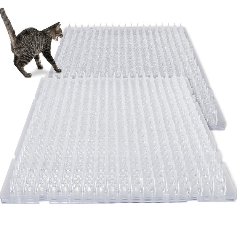 Nuanchu 12 Pieces Cat Deterrent Mat Cat Repellent Mat with Spikes Keep Dogs Off Counter Anti Pet for Outdoor Indoor Plants Garden Sofa Window(16 x 13 Inches,Clear) - Image 1