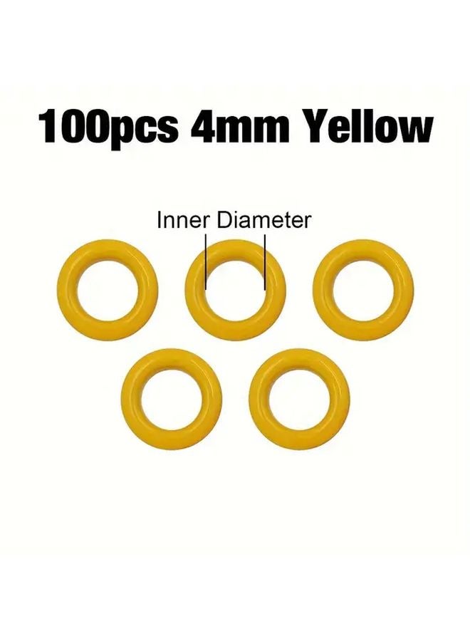 100 Sets Yellow 4mm Metal Eyelets Grommets For Leathercraft DIY Shoes Belt Bag - Image 1