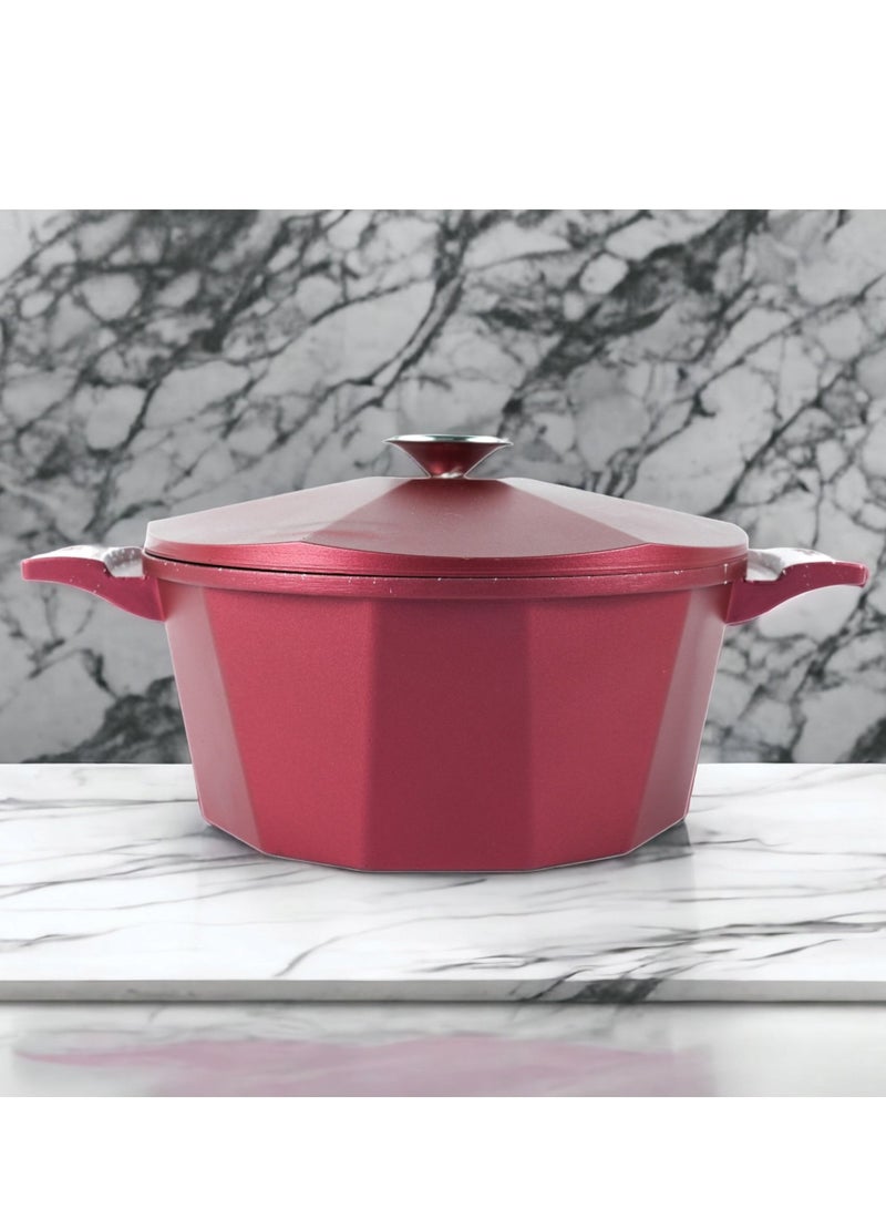 او ام اس طقم طناجر غرانيت امن للفرن 9 قطع لون احمر - Image 2