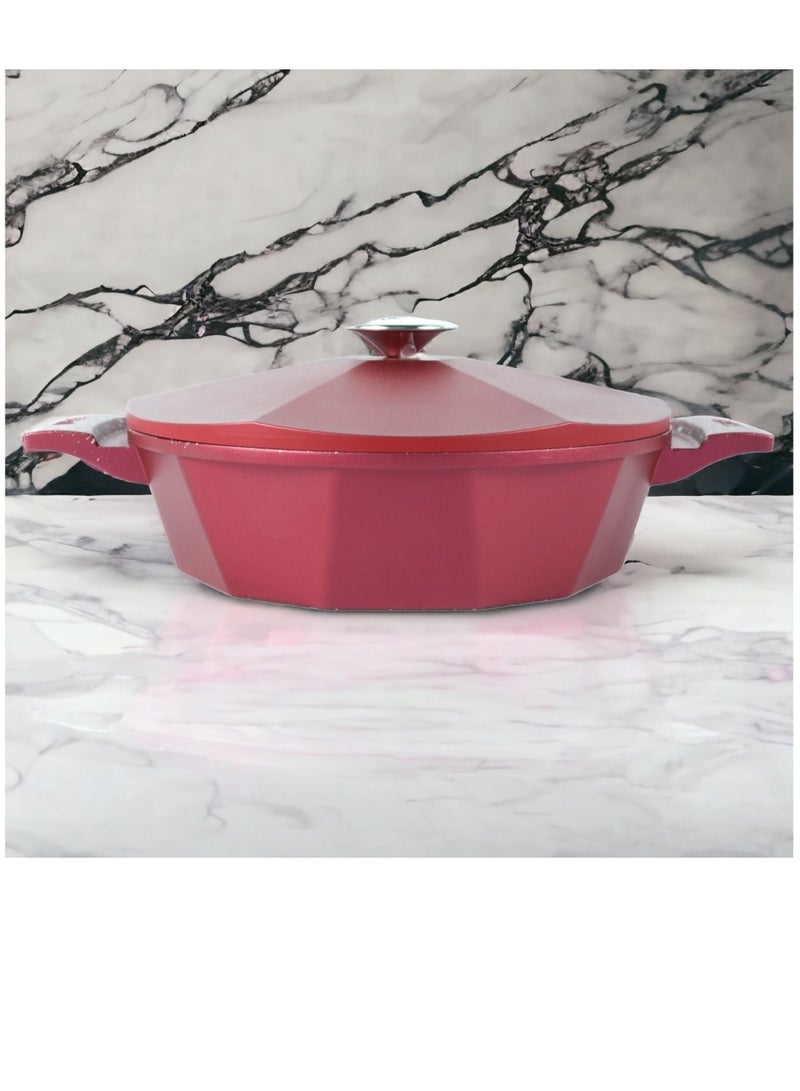 او ام اس طقم طناجر غرانيت امن للفرن 9 قطع لون احمر - Image 3