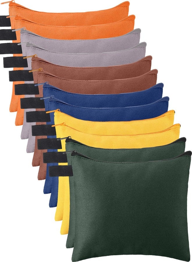 Eccliy 12 Pcs Canvas Tool Bag Pouch 16 oz Heavy Duty Zipper Pouch Bag 11.81 x 7.87 Inch Utility Multipurpose Tote Organizer with Dependable Zipper Storage Organizer for Tool Organization (Multicolor) - Image 1