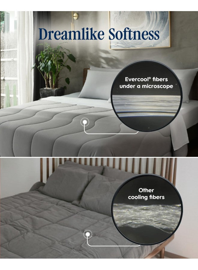 Rest REST® Evercool® Cooling Comforter, Full/Queen, Blanket for Hot Sleepers, All Season Bedding to Keep Cool for Night Sweats, Breathable Lightweight Blanket, 90"x90" Inches, Cool Gray  - Image 2