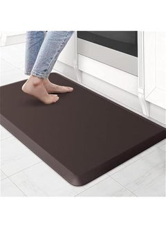MIXDE Thick Kitchen Mats, Cushioned Kitchen Rugs, Anti Fatigue Mat for Floor, Non-Skid Washable Kitchen Rug, Waterproof Standing Desk Mat,Comfort Floor Mats for Home, Kitchen, Office (Brown)  - Image 1