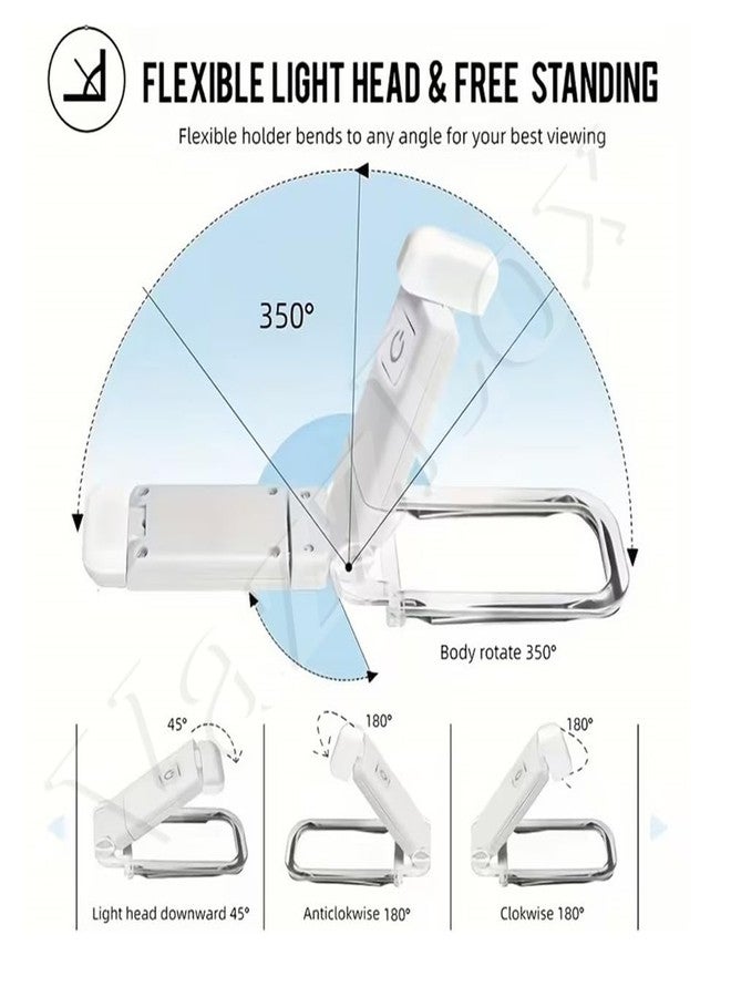 VazzLox مصباح قراءة الكتب VazzLox للقراءة الليلية، قابل لإعادة الشحن عبر منفذ USB، مزود بإضاءة LED مريحة للعين مع 3 مستويات سطوع و3 أوضاع ألوان، مصباح مرن قابل للطي، مصباح قراءة للكتب مع مشبك. - Image 4