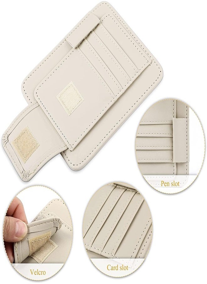 ZEESQUARE - Car Tissue Holder Organizer with Accessories Glasses Holder Card Registration Holder Hanging Sun Visor (Beige) - Image 1