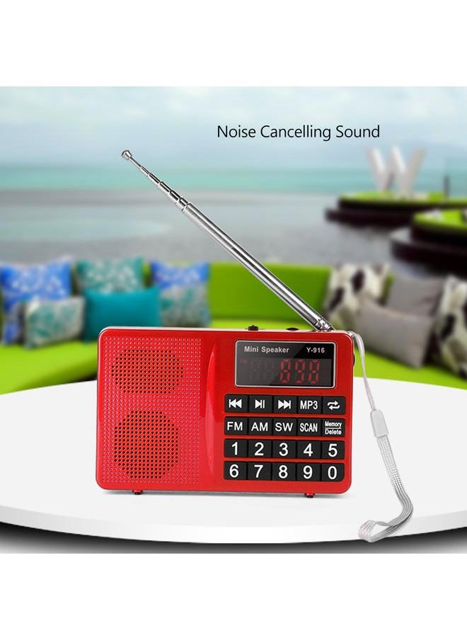 Thoraya - FM/AM/SW Stations Stereo FM Radio TF/U Disk Music Noise Cancelling MP3 Player Radio - Red - Image 1