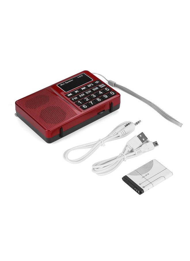 Thoraya - FM/AM/SW Stations Stereo FM Radio TF/U Disk Music Noise Cancelling MP3 Player Radio - Red - Image 1