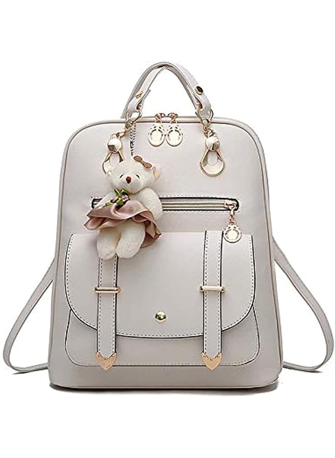 Beauenty Women'S Backpack Purse Pu Leather Ladies Casual Shoulder Bag School Bag For Girls White
