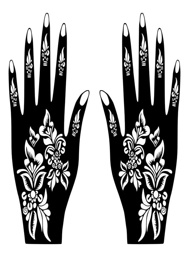VANVATI Easy-to-Apply Floral Mehndi Stencil Sticker Design Left & Right Hand Design Set Easy to Apply - Image 1