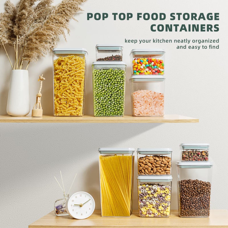 Tourdeus Airtight Pop Food Containers 10-Piece Set Bpa-Free Stackable Air Tight Pantry Storage Containers Ideal For Storage Cereal Snack Flour Sugar Spaghetti - Image 2