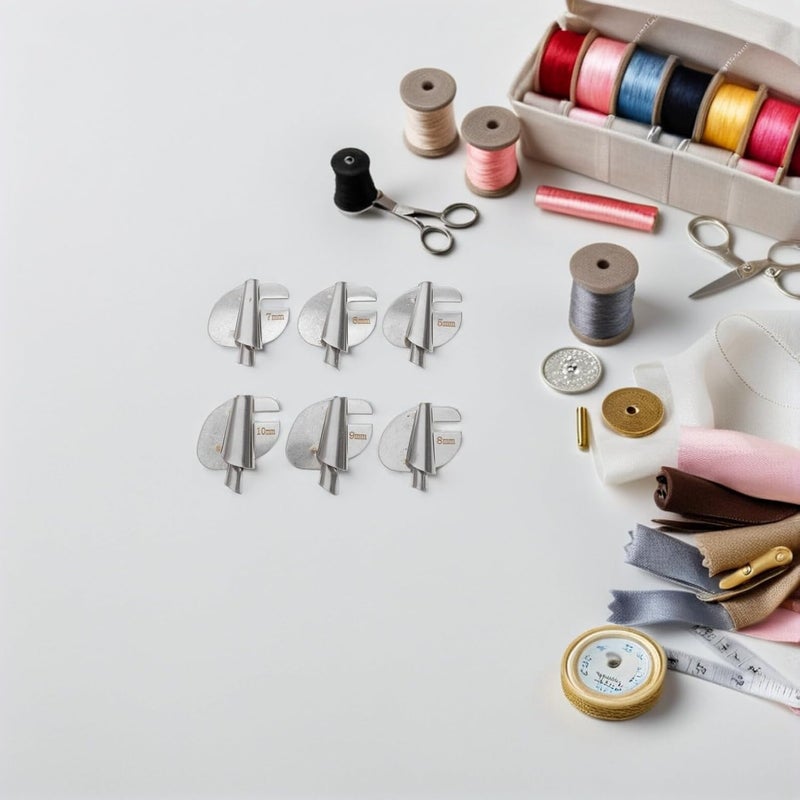 6pcs Sewing Machine Rolled Hemmer Foot Set 5-10mm Hemming Pressure Feet for Universal Machines, Curved Edge Stitcher Kit for Home and Industrial Sewing - Image 4
