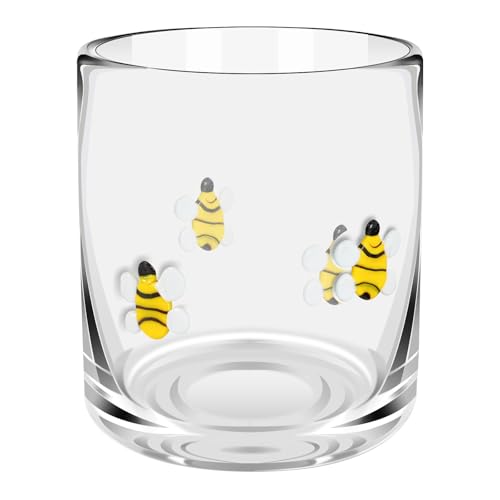 Sel Natural 14 Ounce Icon Juice Glasses, Aesthetic Cocktail & Old Fashioned Drinking Glasses, Iconic Clear Glass Cups for Women, Sister, Friend & Party Gifts (Bee) - Image 1