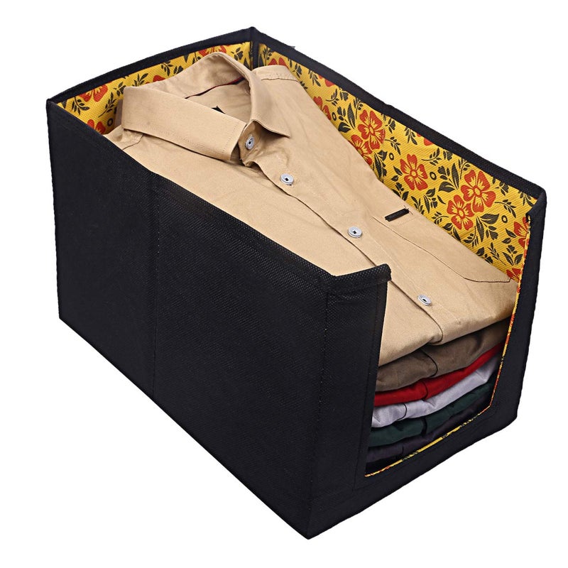 Kuber Industries Flower Design NonWoven 6 Pieces Shirt Stacker Wardrobe Organizer Yellow CTKTC023237 - Image 2