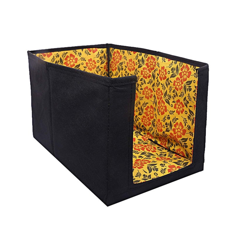 Kuber Industries Flower Design NonWoven 6 Pieces Shirt Stacker Wardrobe Organizer Yellow CTKTC023237 - Image 4