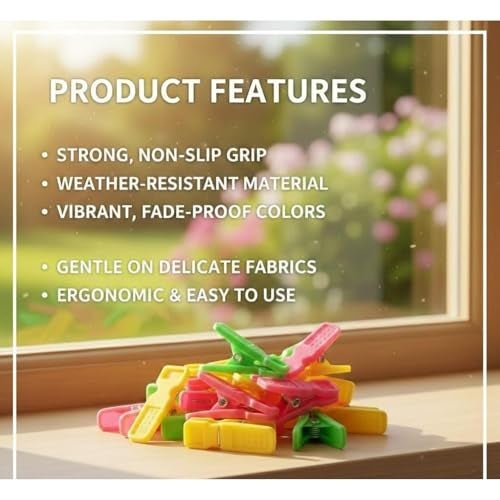 PulGos 10pcs Premium Cloth Clips for Drying Clothes: Rainbow Clip Multipurpose Cloth Pins for Indoor and Outdoor Use; Strong and Durable Clippers for Laundry, Heavy Duty Windproof Pegs, Vibrant Color - Image 3