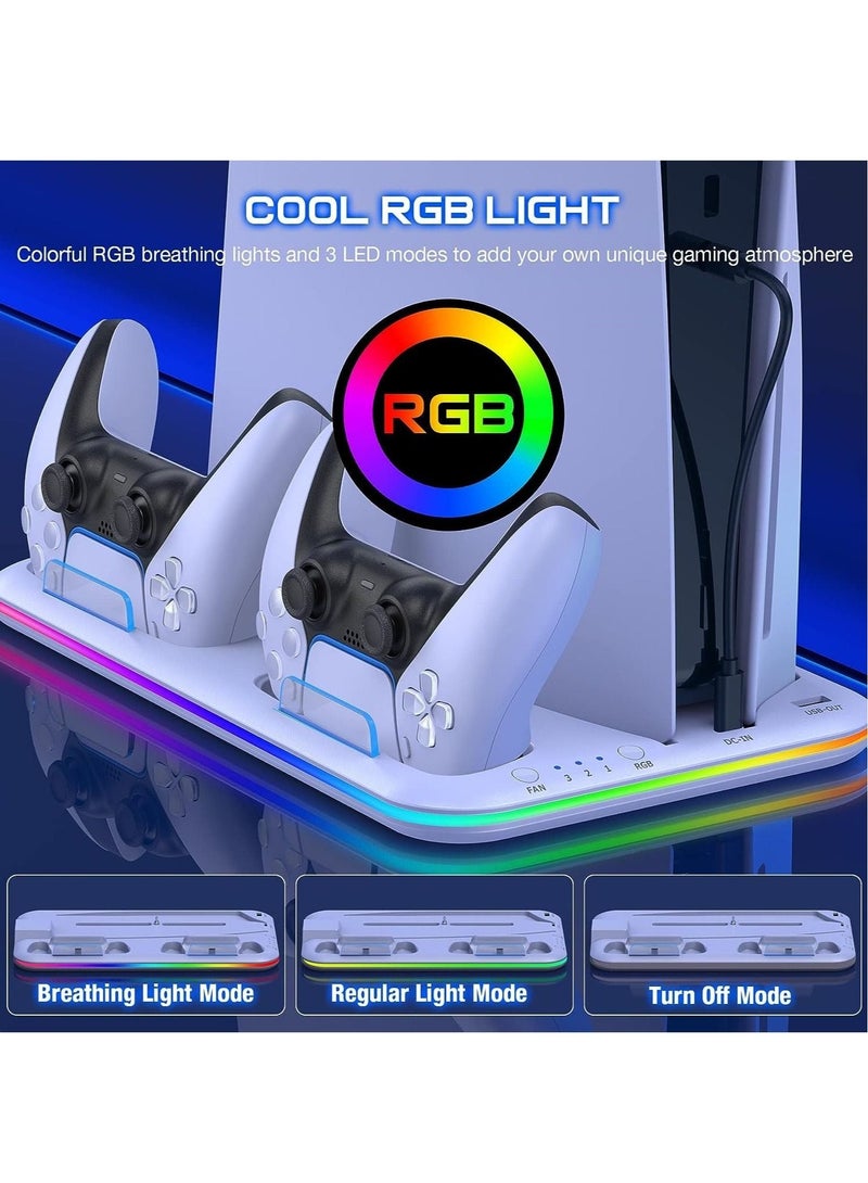 PS5 Controller Charger, LED Cooling Dock for Sony Playstation 5 (White) - Image 3