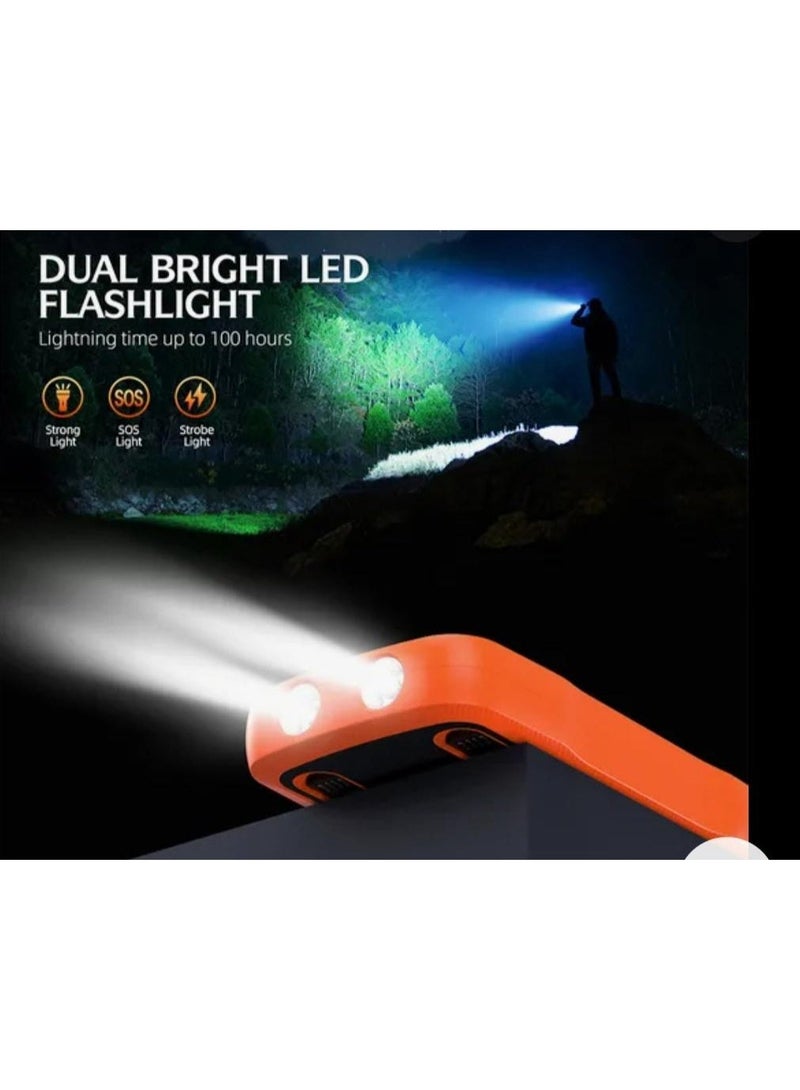 باور بانك بالطاقة الشمسية 4 في 1 مع كشاف LED قوي - مقاوم للماء والظروف القاسية للشحن السريع. Wireless  وكابل  مدمج - Image 2