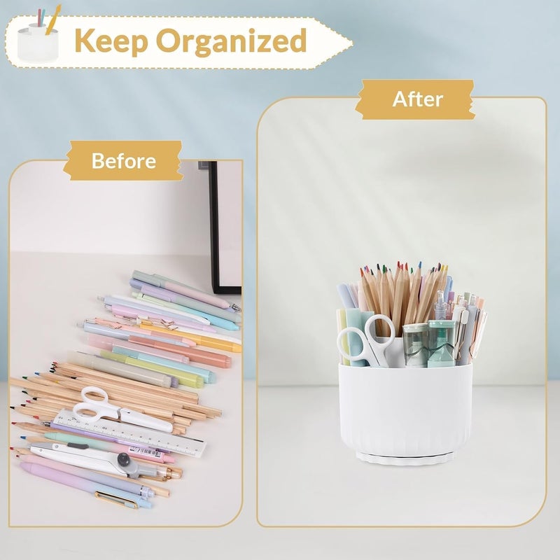 Skydue 360 Degree Rotating Desk Organizer, Dual-Purpose Pencil Pen Holder for Desk, Rotating Pencil Cup, Office Supplies, Desk Decor for Office, School, Home - Image 3