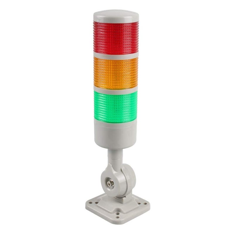 Luban Stack Lights, Industrial Signal Tower with Rotatable Base, Steady/Flashing Light Switchable, 12V/24V DC (3-Layer, No Buzzer) - Image 1