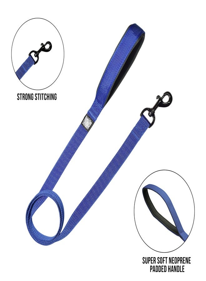 Plushmate x Indian Hound Durable Nylon FAD Dog Leash with Strong Hook & Super Soft Neoprene Padded Handle for Walking, Running, Training of Small Medium Large Dogs - (5ft Long, XS, Royal Blue) - Image 2