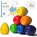 JUPITEARTH 6 Colors Egg Crayons for kids PalmGrasp Non Toxic Jumbo Washable Crayons for Kids Fat Brain Toys for Art Supplies and Perfect Gifts for Boys and Girls - Image 2