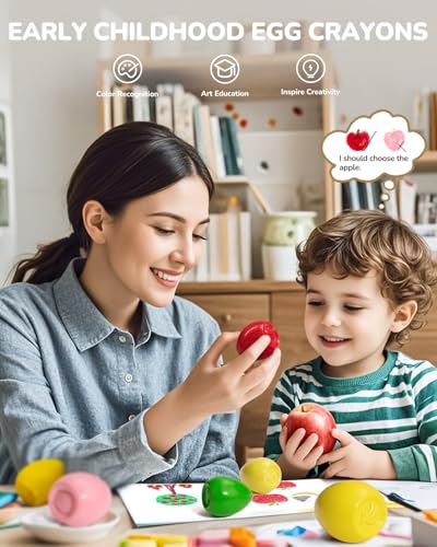 JUPITEARTH 6 Colors Egg Crayons for kids PalmGrasp Non Toxic Jumbo Washable Crayons for Kids Fat Brain Toys for Art Supplies and Perfect Gifts for Boys and Girls - Image 5