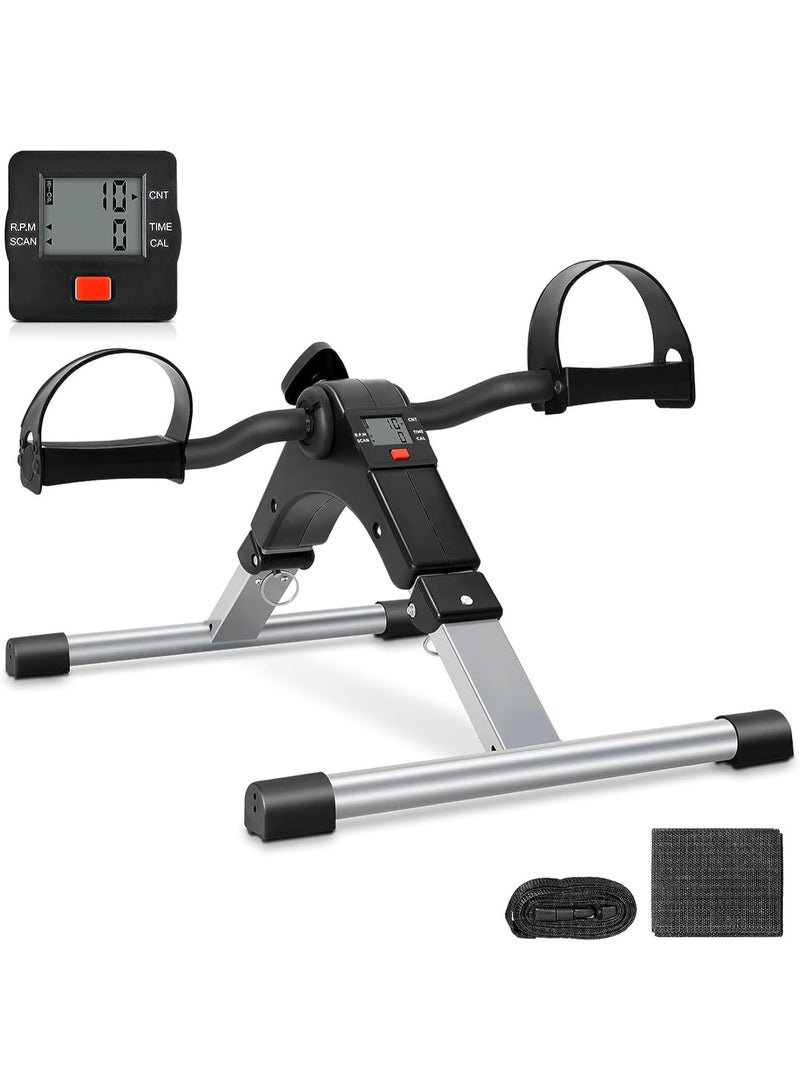 دراجة تمارين قابلة للطي - بدال رياضي صغير لتقوية الذراعين والساقين - عملي وخفيف للاستخدام تحت المكتب أو في المنزل - Image 1