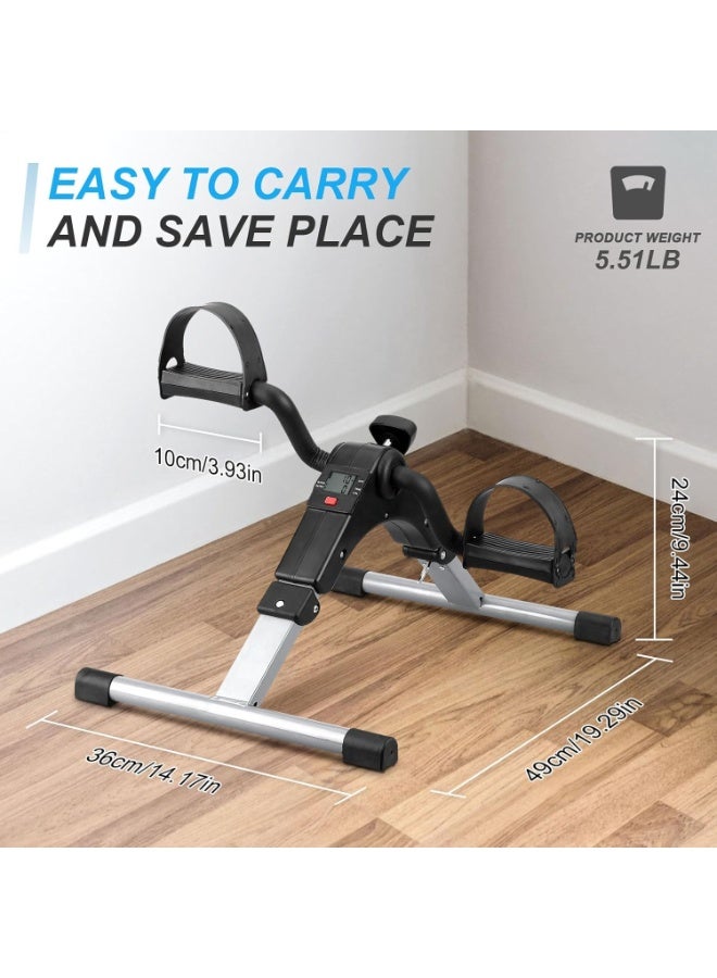 دراجة تمارين قابلة للطي - بدال رياضي صغير لتقوية الذراعين والساقين - عملي وخفيف للاستخدام تحت المكتب أو في المنزل - Image 2